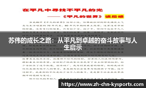 苏伟的成长之路：从平凡到卓越的奋斗故事与人生启示